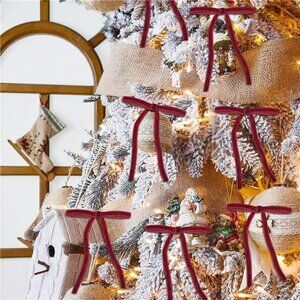 24 Pcs Rustic Red Velvet Christmas Ornaments